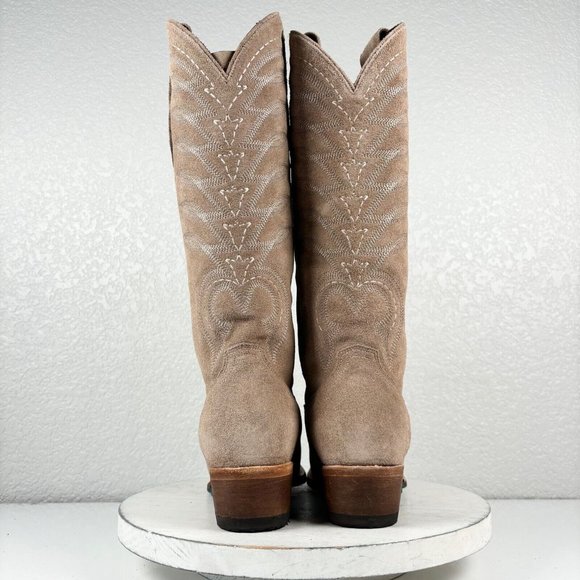 Lane SQUASH BLOSSUM Brown Cowgirl Boots 7.5 Suede Cowboy Snip Toe Western Wear - Picture 3 of 10